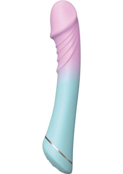 Cotton Candy Flufferella Rechargeable Silicone Vibrator - Fuschia/Aqua