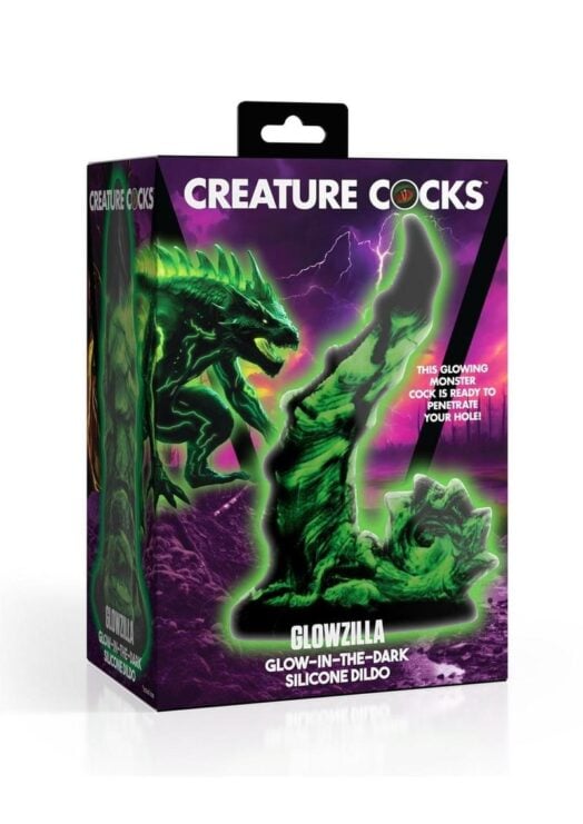 Creature Cocks Glowzilla Glow In The Dark Silicone Dildo - Green/Black