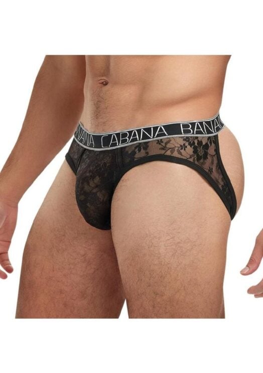 Banana Cabana Lace Nights Open Back Brief - Large/XLarge - Black