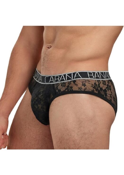 Banana Cabana Lace Nights Low Rise Brief - Small/Medium - Black