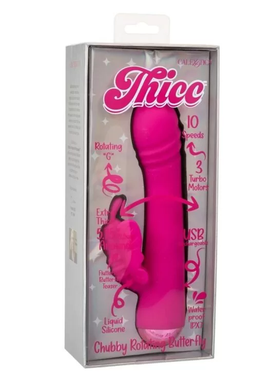 Thicc Chubby Rotating Rechargeable Silicone Butterfly Vibrator- Purple