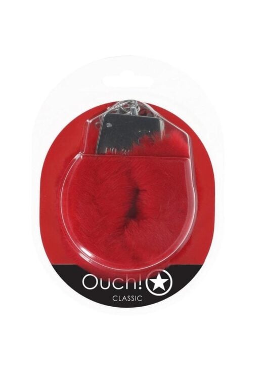 Ouch! Classic Fluffy Handcuffs - Red