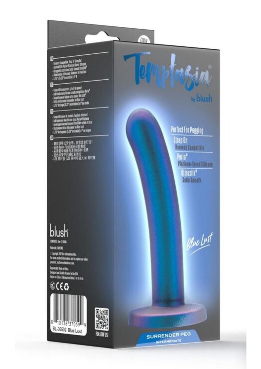 Temptasia Surrender Peg Silicone Dildo - Intermediate - Blue Lust