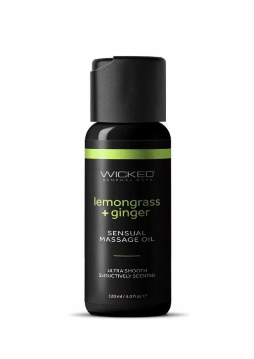 Wicked Sensual Massage Oil 4oz - Lemongrass And Ginger