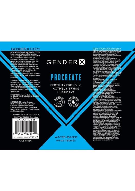 Gender X Procreate Water Based Lubricant 4oz - Image 2