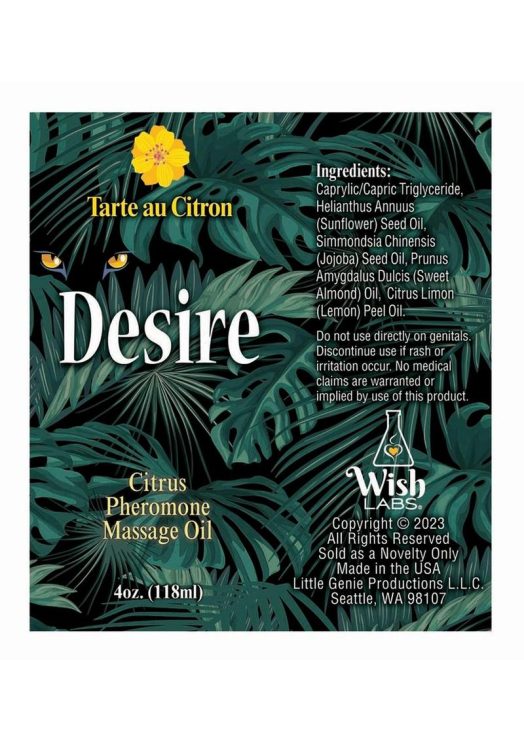 Desire Pheromone Massage Oil 4oz - Citrus - Image 2