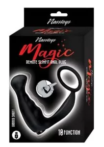 Magic Remote Controlled Slimfit Rechargeable Silicone Anal Plug - Black