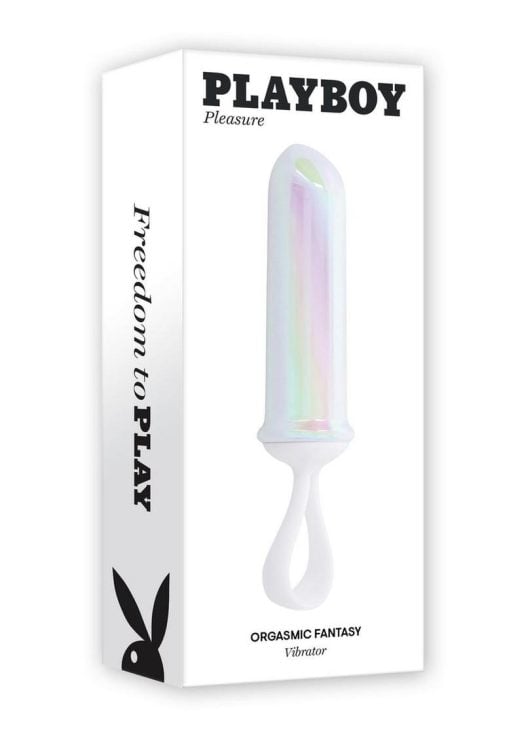 Playboy Orgasmic Fantasy Rechargeable Silicone Bullet - White/Purple