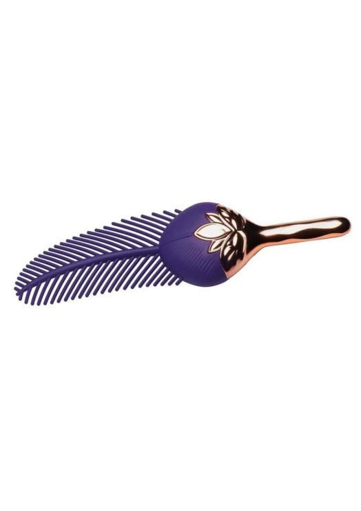 Master Series The Tickler Vibrating Rechargeable Silicone Feather Tickler - Purple/Rose Gold