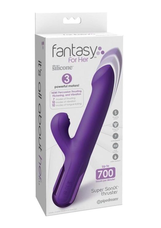 Fantasy for Her Super Sonix Rechargeable Silicone Rabbit Vibrator - Purple