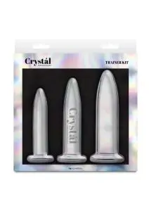 Crystal Trainer Glass Anal Plugs Kit (3pc Set) - Clear