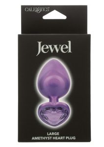 Jewel Amethyst Heart Anal Plug - Large - Purple