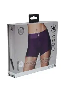 Ouch! Vibrating Strap-On Boxer Rechargeable - XS/SM - Purple