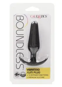 Boundless Vibrating Slim Plug Rechargeable Silicone Anal Plug - Black