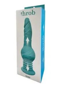 Throb Rechargeable Silicone Thrusting Dildo with Balls and Suction Cup - Teal