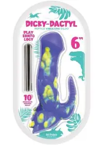 Playeontology Series Dickydactyl Rechargeable Silicone Vibrating Dildo 6In - Purple