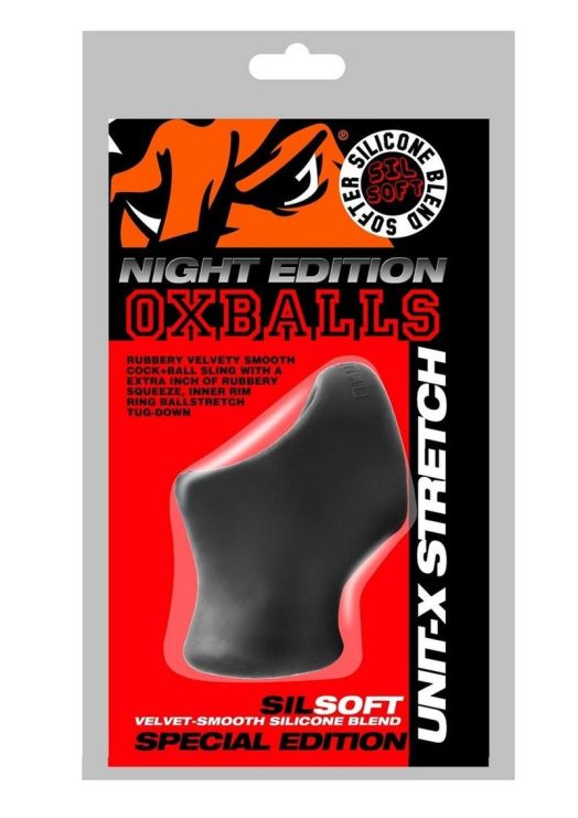 Oxballs Atomic Jock Unit-X Cock Ring and Ball Stretcher Night Edition - Black