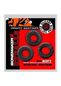 Bonemaker Cockrings Night Edition (3 Per Pack) - Black