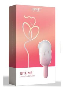 Bite Me Sucking Tapping and Vibrating Silicone Rechargeable Cream Pop Stimulator - Pink/White