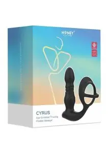 Cyrus App Control Thrusting Rechargeable Prostate Massager with Cock Ring - Black