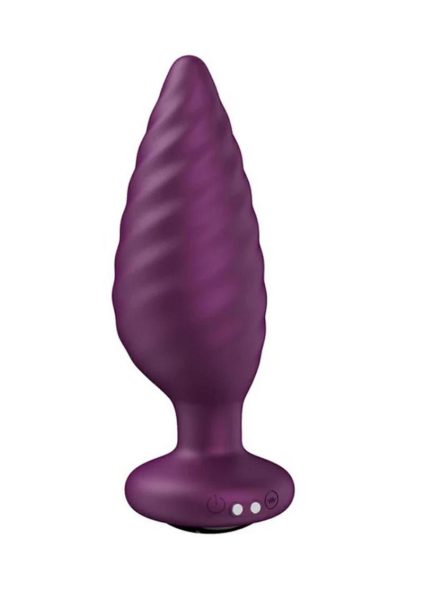 Noah App Controlled Rechargeable Silicone Rotating Butt Plug - Purple/Black