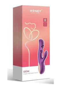 Gem Pressure Sensing App-Controlled Twin Balls Rabbit Vibrator - Purple/Gold