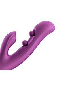 Gem Pressure Sensing App-Controlled Twin Balls Rabbit Vibrator - Purple/Gold