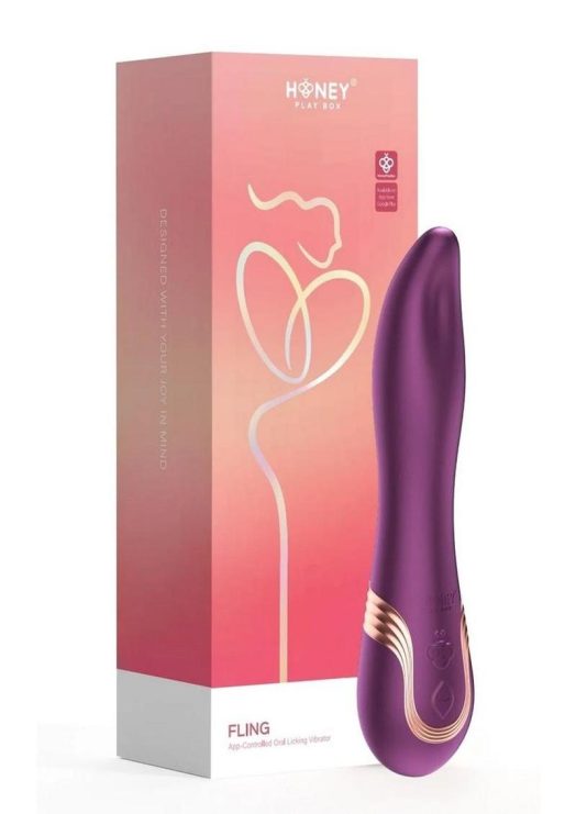 Fling Tongue-like Oral Licking Rechargeable Silicone Vibrator - Purple/Gold