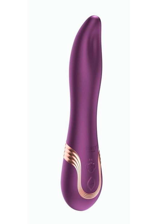 Fling Tongue-like Oral Licking Rechargeable Silicone Vibrator - Purple/Gold