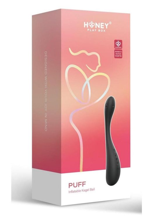 Puff App Control Inflatable Rechargeable Silicone Kegel Ball - Black