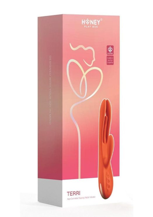 Terri App Controlled Kinky Finger Tapping Rabbit Vibrator - Orange/Gold