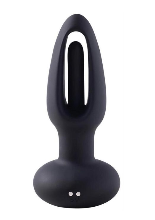 Snuggy Tapping Rechargeable Silicone Prostate Massager Butt Plug Anal Vibrator - Black