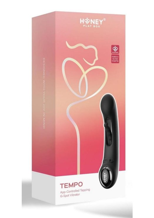 Tempo Pressure Sensing App Controlled Kinky Finger Tapping Rechargeable Silicone G-spot Vibrator - Black