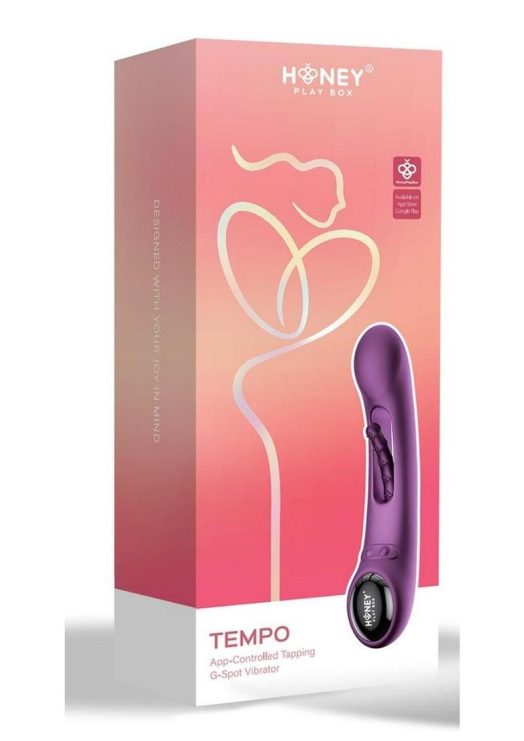 Tempo Pressure Sensing App Controlled Kinky Finger Tapping Rechargeable Silicone G-spot Vibrator - Purple/Black