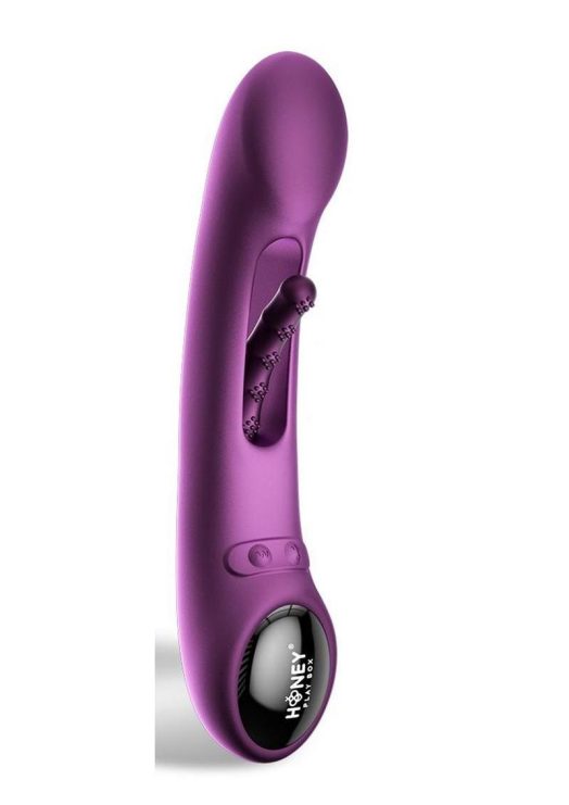 Tempo Pressure Sensing App Controlled Kinky Finger Tapping Rechargeable Silicone G-spot Vibrator - Purple/Black