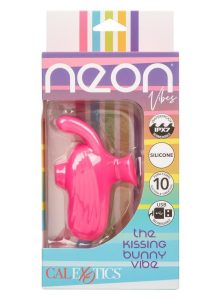 Neon Vibes Kissing Bunny Rechargeable Silicone Vibrator - Pink