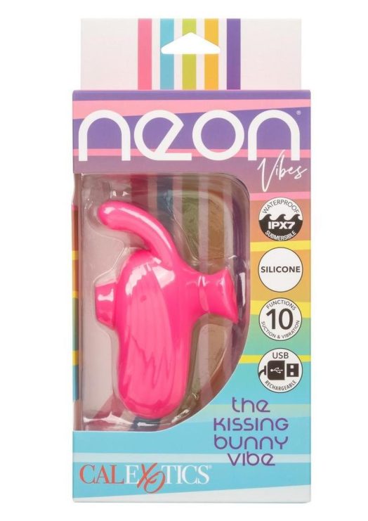 Neon Vibes Kissing Bunny Rechargeable Silicone Vibrator - Pink