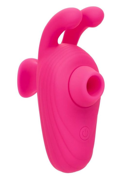 Neon Vibes Kissing Bunny Rechargeable Silicone Vibrator - Pink